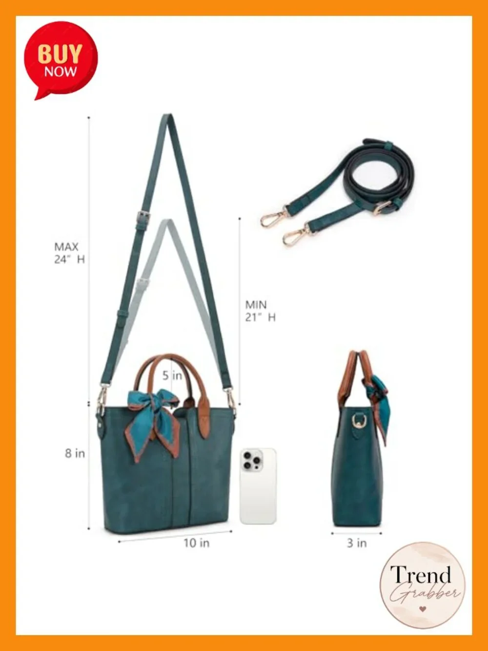Faux Leather Tote Satchel Handbag with Detachable Crossbody Strap